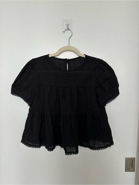 Puff Sleeve Embroidered Babydoll Blouse